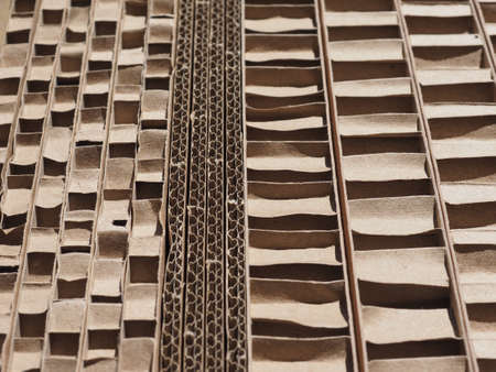 brown corrugated cardboard texture useful as a backgroundの写真素材
