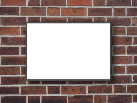 blank billboard hoarding with copy space for advertisement on a red brick wall