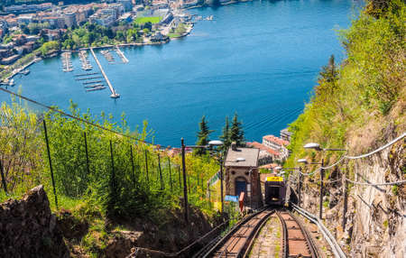 Aerial view of Lake Como, Italy seen from Brunate hill (HDR)の写真素材