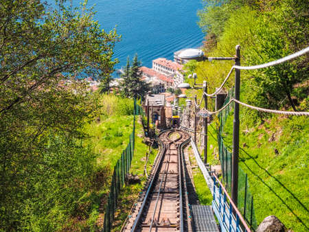Aerial view of Lake Como, Italy seen from Brunate hill (HDR)の写真素材