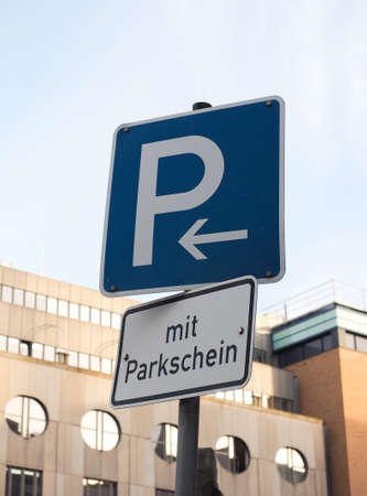 Park with parking ticket area sign in Germanの写真素材