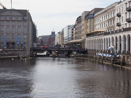 HAMBURG, GERMANY - CIRCA MAY 2017: Kleine Alster (meaning Little Alster) artificial lakeのeditorial素材