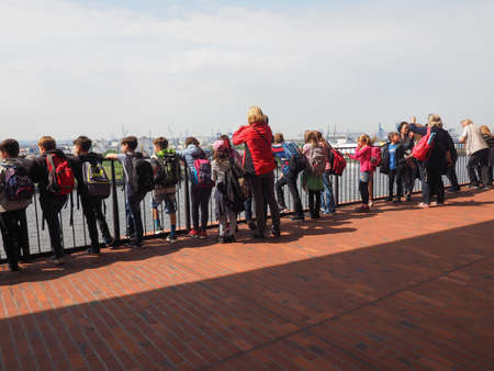 HAMBURG, GERMANY - CIRCA MAY 2017: The Plaza at Elbphilharmonie concert hall designed by Herzog and De Meuronのeditorial素材