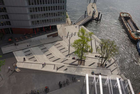 HAMBURG, GERMANY - CIRCA MAY 2017: HafenCity quarter in the district of Hamburg Mitte on the Elbe river island Grasbrook on former Hamburger Hafen (Port of Hamburg)のeditorial素材