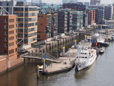 HAMBURG, GERMANY - CIRCA MAY 2017: HafenCity quarter in the district of Hamburg Mitte on the Elbe river island Grasbrook on former Hamburger Hafen (Port of Hamburg)のeditorial素材