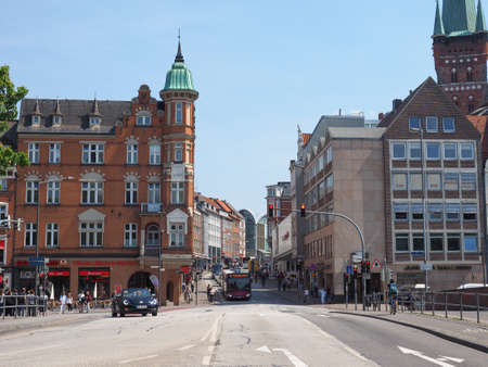 LUEBECK, GERMANY - CIRCA MAY 2017: View of the city from Holstenbruckeのeditorial素材
