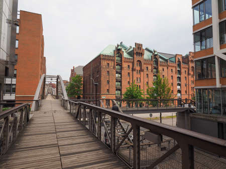 HafenCity quarter in the district of Hamburg Mitte on the Elbe river island Grasbrook on former...