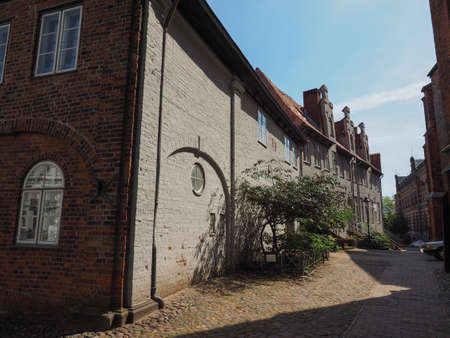 View of the city of Lubeck of Luebeck, Germanyの写真素材