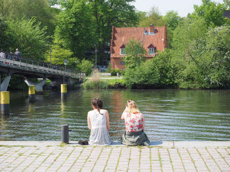 LUEBECK, GERMANY - CIRCA MAY 2017: An der Obertrave streetのeditorial素材