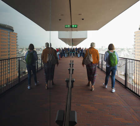 HAMBURG, GERMANY - CIRCA MAY 2017: The Plaza at Elbphilharmonie concert hall designed by Herzog and De Meuronのeditorial素材