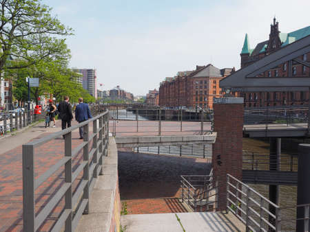 HAMBURG, GERMANY - CIRCA MAY 2017: HafenCity quarter in the district of Hamburg Mitte on the Elbe river island Grasbrook on former Hamburger Hafen (Port of Hamburg)のeditorial素材