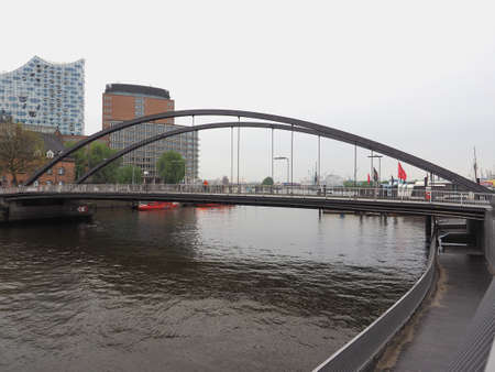 HAMBURG, GERMANY - CIRCA MAY 2017: HafenCity quarter in the district of Hamburg Mitte on the Elbe river island Grasbrook on former Hamburger Hafen (Port of Hamburg)のeditorial素材