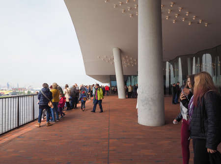 HAMBURG, GERMANY - CIRCA MAY 2017: The Plaza at Elbphilharmonie concert hall designed by Herzog and De Meuronのeditorial素材