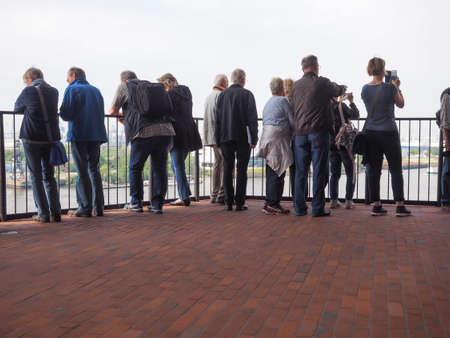 HAMBURG, GERMANY - CIRCA MAY 2017: The Plaza at Elbphilharmonie concert hall designed by Herzog and De Meuronのeditorial素材
