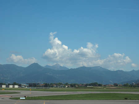 BERGAMO ORIO AL SERIO, ITALY - CIRCA MAY 2017: Bergamo Airport runwayのeditorial素材