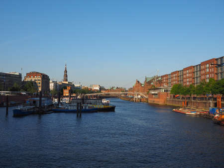 HAMBURG, GERMANY - CIRCA MAY 2017: HafenCity quarter in the district of Hamburg Mitte on the Elbe river island Grasbrook on former Hamburger Hafen (Port of Hamburg)のeditorial素材
