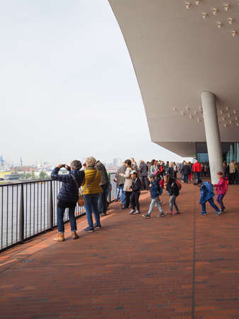 HAMBURG, GERMANY - CIRCA MAY 2017: The Plaza at Elbphilharmonie concert hall designed by Herzog and De Meuronのeditorial素材