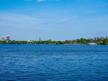 Aussenalster (meaning Outer Alster lake) in Hamburg, Germany, hdr