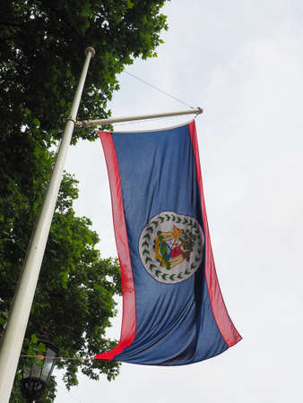 the Belizean national flag of Belize, Americaの写真素材