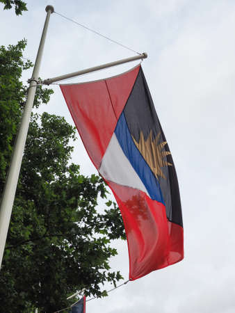the Antiguan Barbudan national flag of Antigua And Barbuda, Americaの写真素材