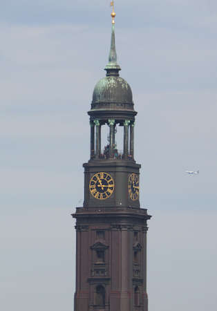 HAMBURG, GERMANY - CIRCA MAY 2017: Hauptkirche Sankt Michaelis (St Michael Church) steepleのeditorial素材