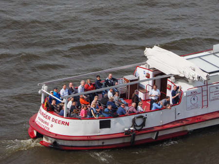 HAMBURG, GERMANY - CIRCA MAY 2017: Boat in Hamburg portのeditorial素材
