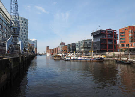 HAMBURG, GERMANY - CIRCA MAY 2017: HafenCity quarter in the district of Hamburg Mitte on the Elbe river island Grasbrook on former Hamburger Hafen (Port of Hamburg)のeditorial素材