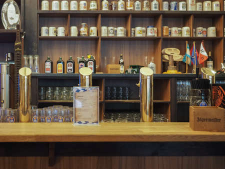 HAMBURG, GERMANY - CIRCA MAY 2017: Draught beers in a traditional German Bavarian public houseのeditorial素材