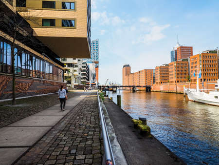 HAMBURG, GERMANY - CIRCA MAY 2017: HafenCity quarter in the district of Hamburg Mitte on the Elbe...