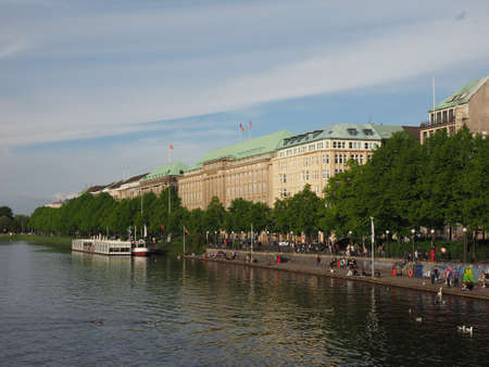 HAMBURG, GERMANY - CIRCA MAY 2017: Binnenalster (meaning Inner Alster lake)