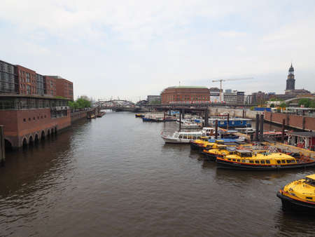 HAMBURG, GERMANY - CIRCA MAY 2017: HafenCity quarter in the district of Hamburg Mitte on the Elbe river island Grasbrook on former Hamburger Hafen (Port of Hamburg)のeditorial素材