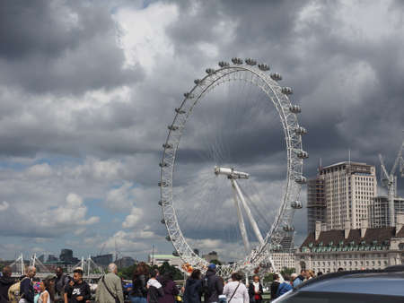 LONDON, UK - CIRCA JUNE 2017: The London Eye ferris wheel on the South Bank of River Thames aka Millennium Wheelのeditorial素材