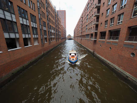 HAMBURG, GERMANY - CIRCA MAY 2017: HafenCity quarter in the district of Hamburg Mitte on the Elbe river island Grasbrook on former Hamburger Hafen (Port of Hamburg)のeditorial素材