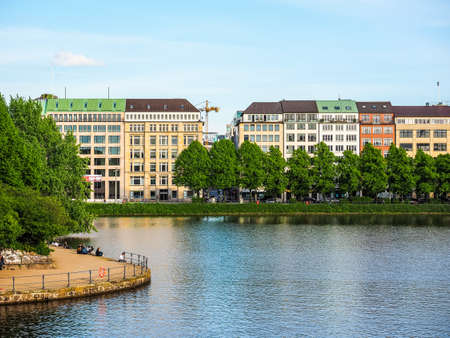 HAMBURG, GERMANY - CIRCA MAY 2017: Binnenalster (meaning Inner Alster lake), hdrのeditorial素材
