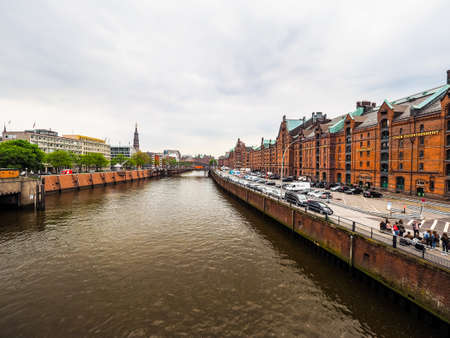 HAMBURG, GERMANY - CIRCA MAY 2017: HafenCity quarter in the district of Hamburg Mitte on the Elbe...