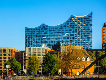 HAMBURG, GERMANY - CIRCA MAY 2017: Elbphilharmonie concert hall designed by Herzog and De Meuron, hdrのeditorial素材