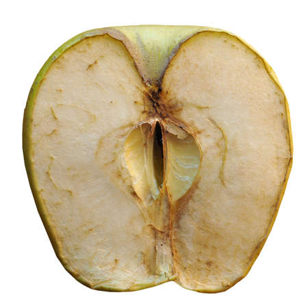 green Granny Smith apple (Malus domestica) fruit vegetarian food isolated over white backgroundの写真素材