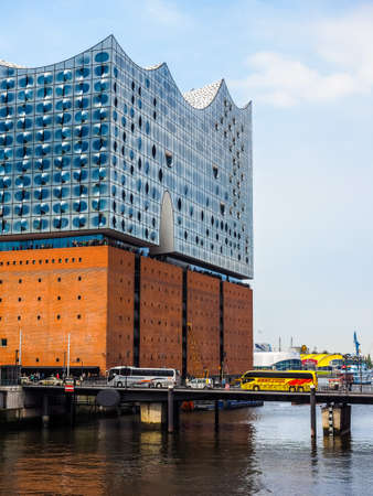 HAMBURG, GERMANY - CIRCA MAY 2017: Elbphilharmonie concert hall designed by Herzog and De Meuron, hdrのeditorial素材