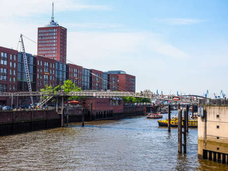 HAMBURG, GERMANY - CIRCA MAY 2017: HafenCity quarter in the district of Hamburg Mitte on the Elbe river island Grasbrook on former Hamburger Hafen (Port of Hamburg), hdrのeditorial素材