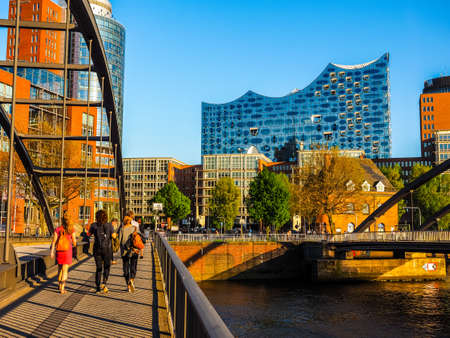 HAMBURG, GERMANY - CIRCA MAY 2017: Elbphilharmonie concert hall designed by Herzog and De Meuron, hdrのeditorial素材