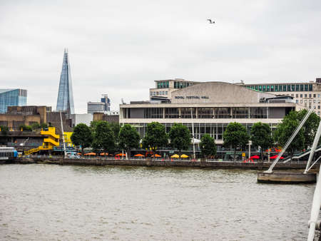 LONDON, UK - CIRCA JUNE 2017: The Royal Festival Hall built as part of the Festival of Britain national celebrations in 1951 is still in use as a major music and entertainment venue (high dynamic range)のeditorial素材