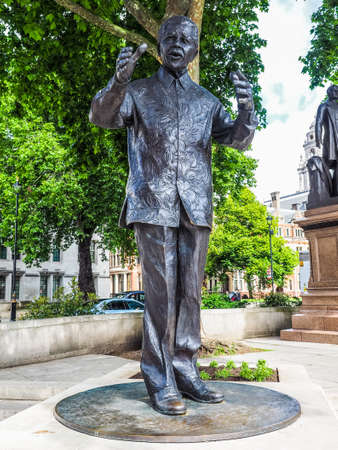 LONDON, UK - CIRCA JUNE 2017: Nelson Mandela monument in Parliament Square (high dynamic range)のeditorial素材