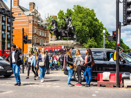 LONDON, UK - CIRCA JUNE 2017: People in central London (high dynamic range)のeditorial素材
