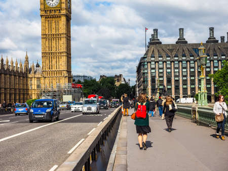 LONDON, UK - CIRCA JUNE 2017: Houses of Parliament aka Westminster Palace seen from Westminster Bridge (high dynamic range)のeditorial素材