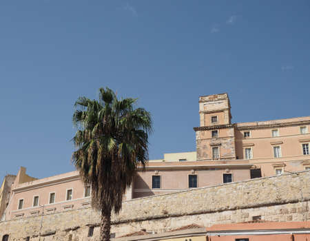 Castello quarter aka Casteddu e susu (meaning Upper Castle in Sard) old medieval town city centre in Cagliari, Italyの写真素材