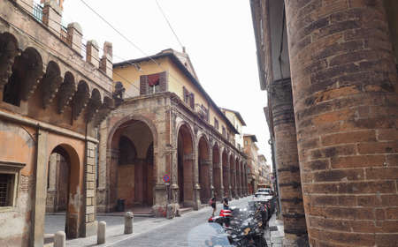 BOLOGNA, ITALY - CIRCA SEPTEMBER 2017: Porches in the old city centreのeditorial素材