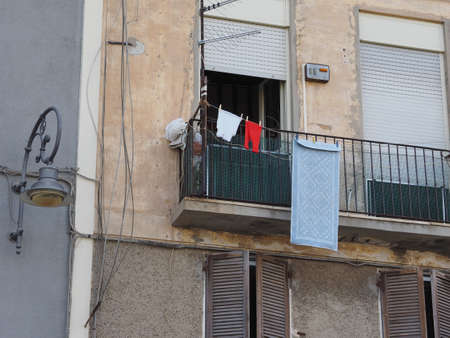 CAGLIARI, ITALY - CIRCA SEPTEMBER 2017: Housing in the old city centre of Castello quarterのeditorial素材