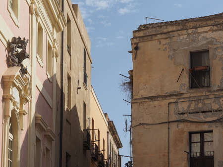Castello quarter aka Casteddu e susu (meaning Upper Castle in Sard) old medieval town city centre in Cagliari, Italyの写真素材