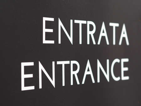 Entrata (meaning Entrance in Italian) sign labelの写真素材
