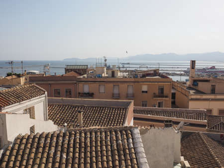 Aerial view of the city of Cagliari, Italyのeditorial素材